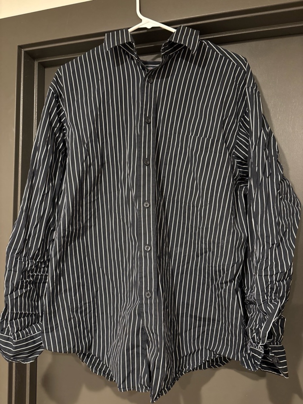 Roundtree & Yorke Black Shirt with White Pinstripes